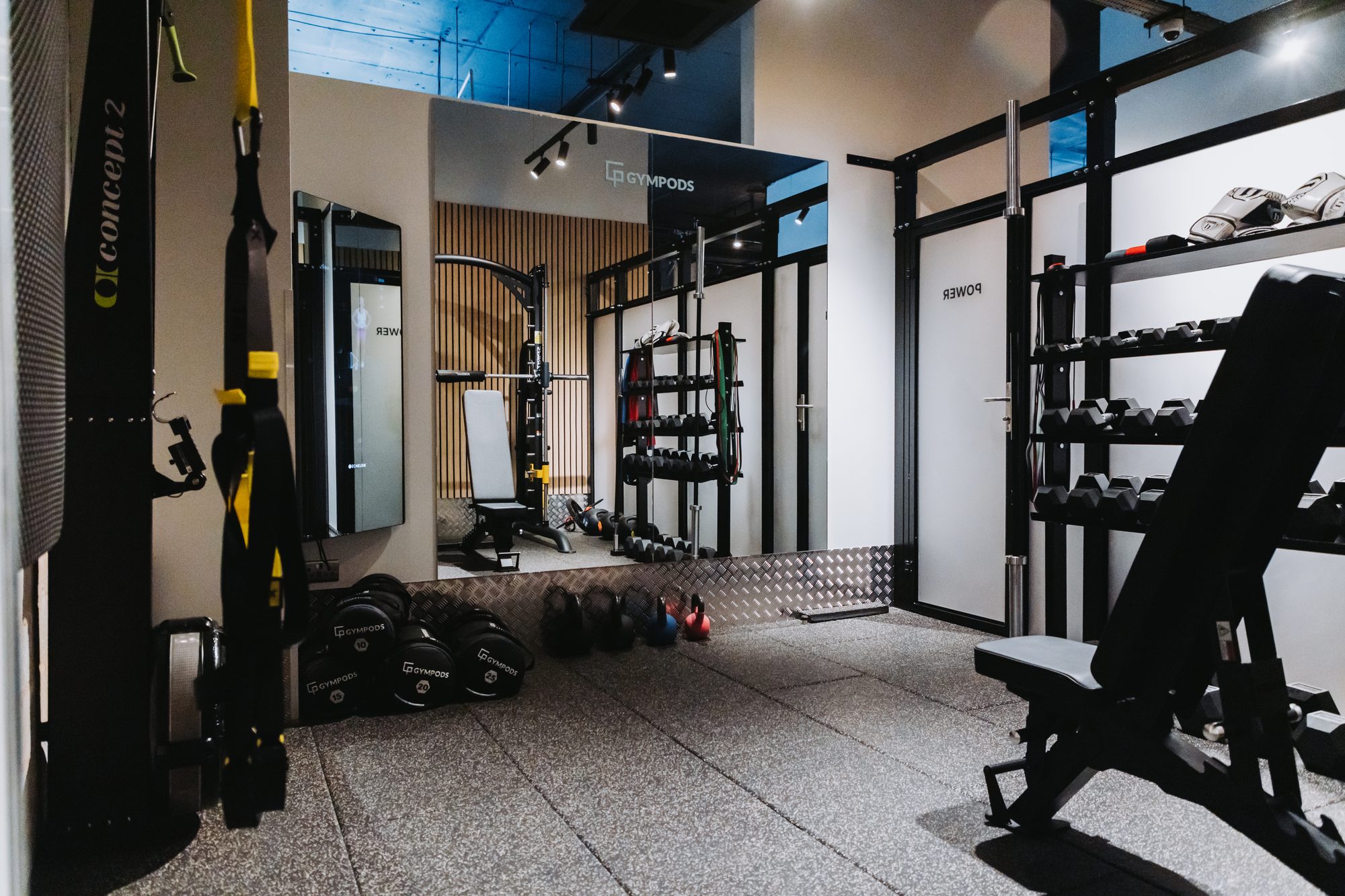 Private Power POD at GYMPODS Putney — Smith machine and adjustable bench